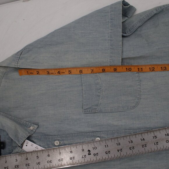 NWT J Crew Shirt Mens XL Indigo Chambray cotton Short Sleeve Classic button down - Picture 9 of 13